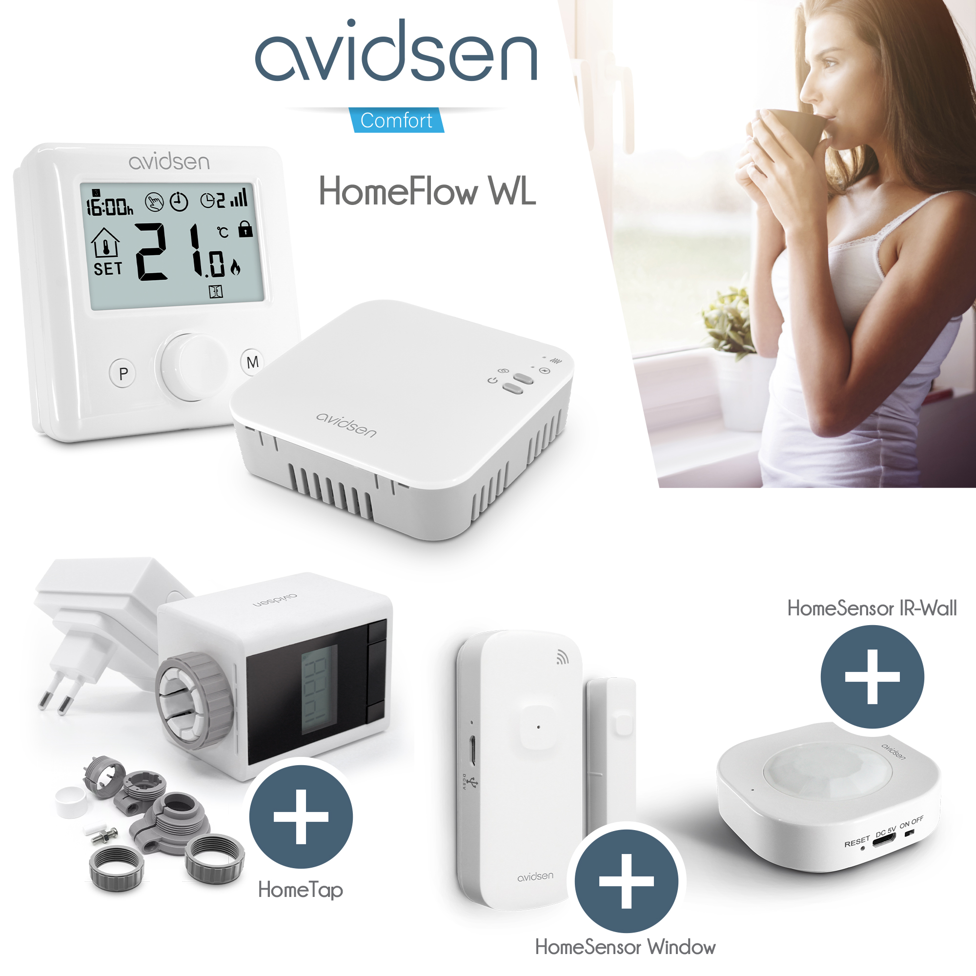 Avidsen HomeFlow WL : le thermostat sans fil connecté pour chaudières à gaz,  bois, fioul et pompe à chaleur non réversible 