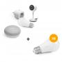 Starter kit + 2 ampoules supplémentaires = Google Home Mini + prise connectée + 3 ampoules connectées + caméra IP