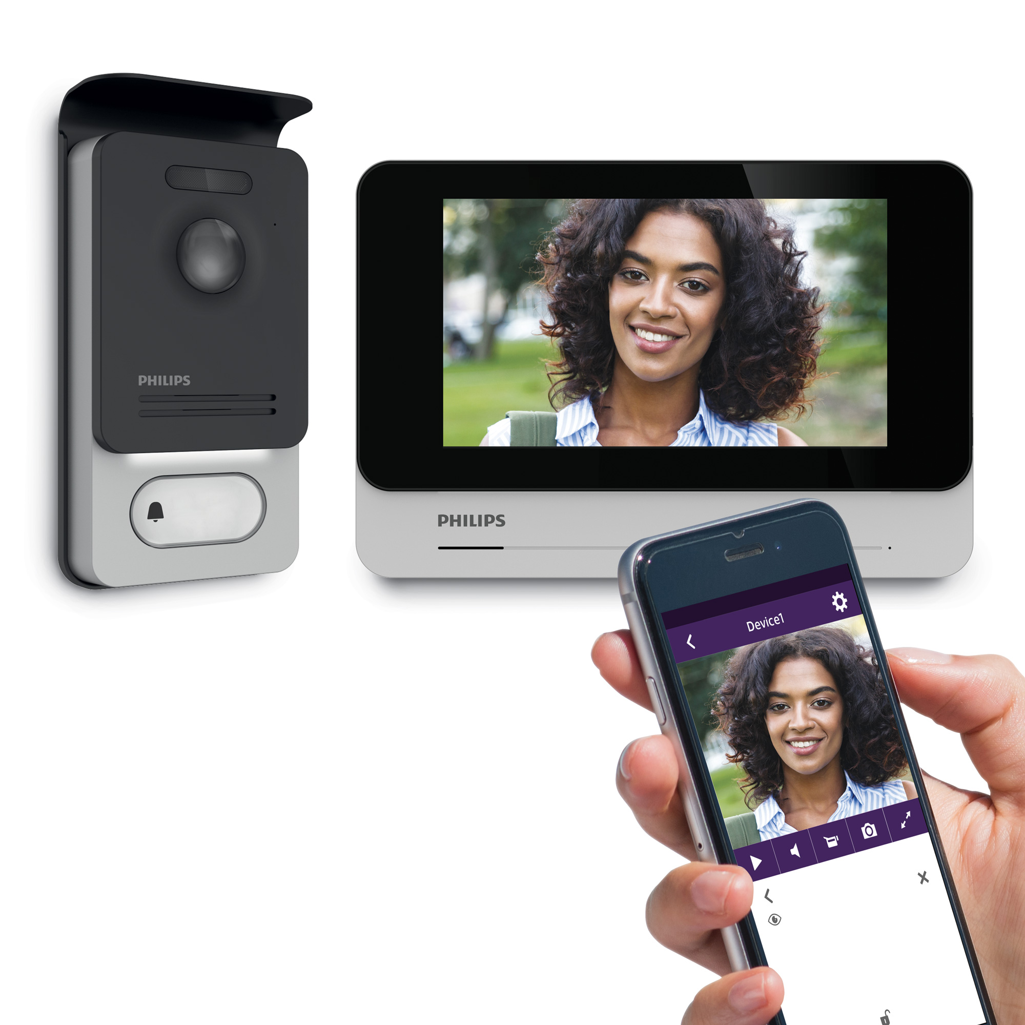 TMEZON WiFi Visiophone Interphone Vidéo sans fil video portier Ecran  Tactile 7