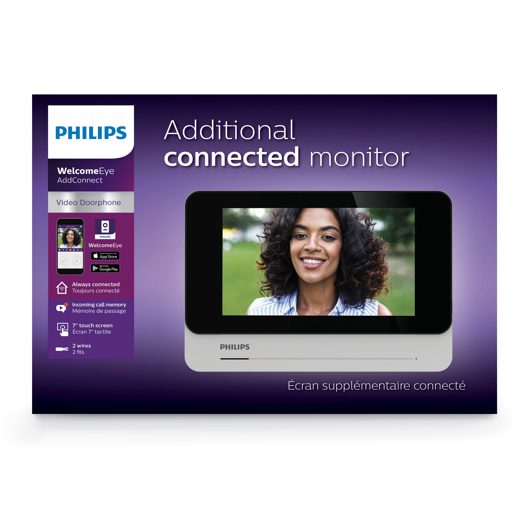 Moniteur Philips WelcomeEye AddConnect (Wifi + 7pouces = 18cm) - Visiophonie