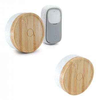 Lot de 2 Carillons écologique et 1 bouton sans fil sans pile Bamboo