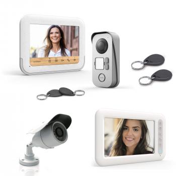 Visiophone filaire éco-responsable BambooView avidsen avec caméra, écran supplémentaire et 2 badges utilisateurs