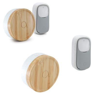 Lot de 2 carillons écologiques et 2 boutons sans fil sans pile bamboo