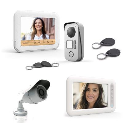 Kit visiophone eco-responsable bambooview + moniteur supplémentaire + caméra de surveillance + 2 badges utilisateurs supplémentaires