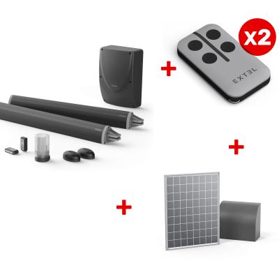 MOTORISATION À VÉRIN V300 POUR PORTAIL BATTANT + lot de 2 télécommandes + kit solaire