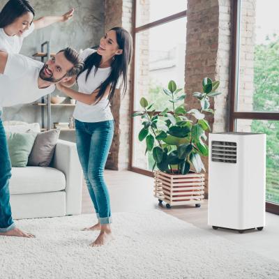 Le climatiseur est à côté d'une vitre du salon