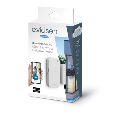 Vue de 3/4 du packaging du détecteur d'ouverture Avidsen