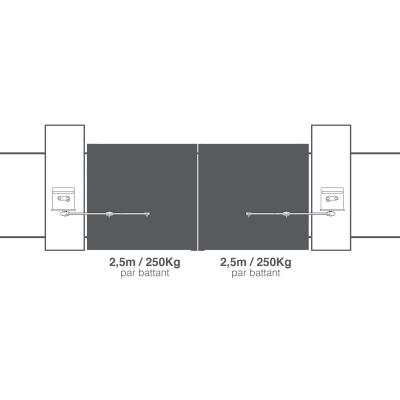 Motorisation pour portail battant 5 m et 500kg