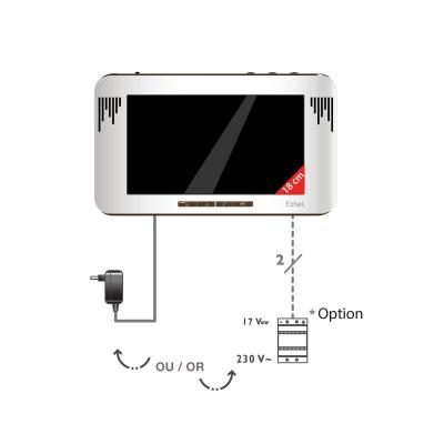 L'écran du visiophone se branche soit sur une prise soit sur le tableau électrique