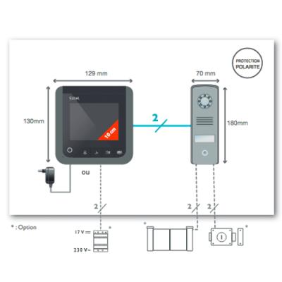 Visiophone couleur 2 fils Look Schéma Installation - 720296 - Extel