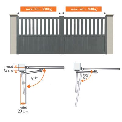 Motorisation Hello V pour portail battant 4m et 400 kg