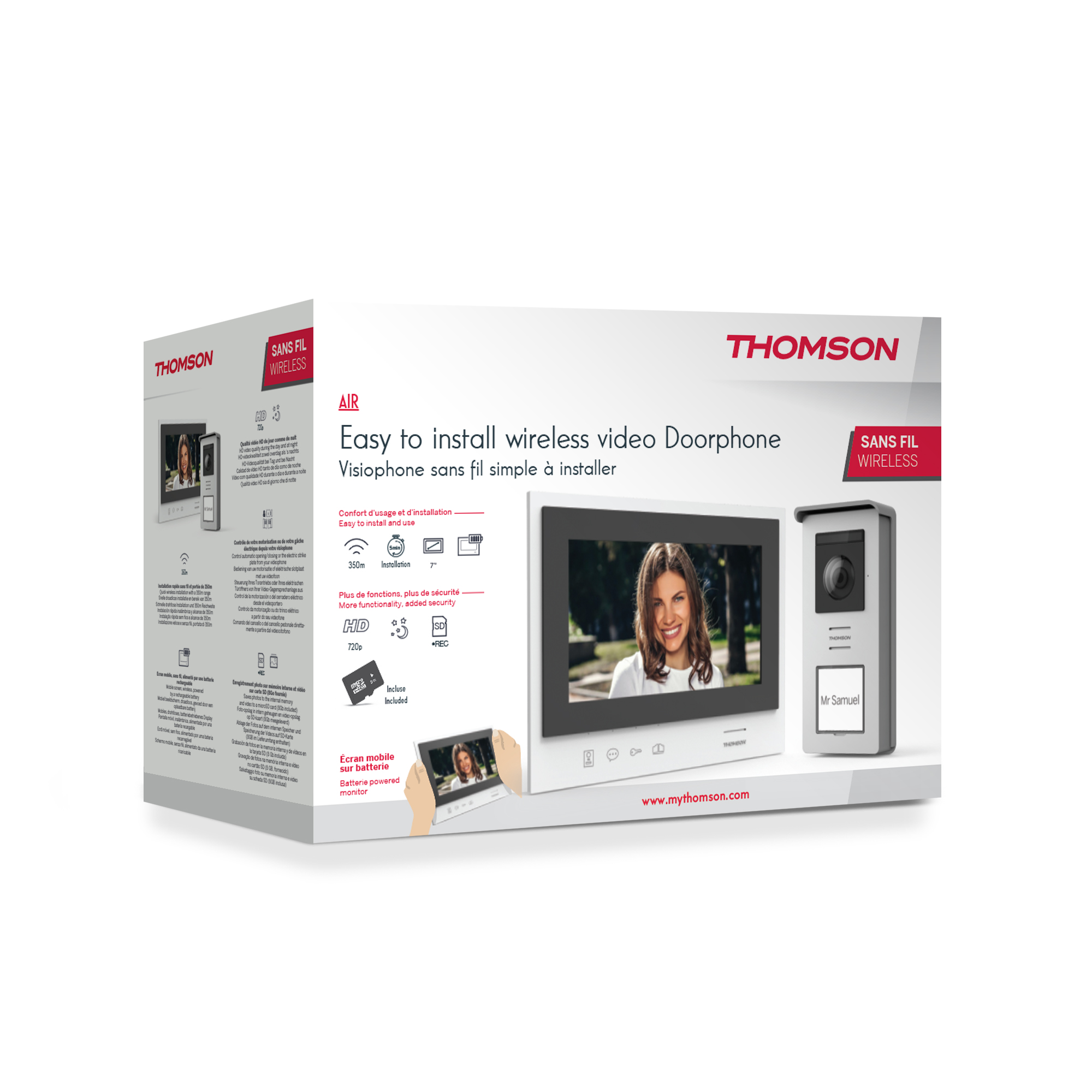 Visiophone sans fil simple à installer avec écran nomade sur batterie -  Thomson Air - Visiophonie