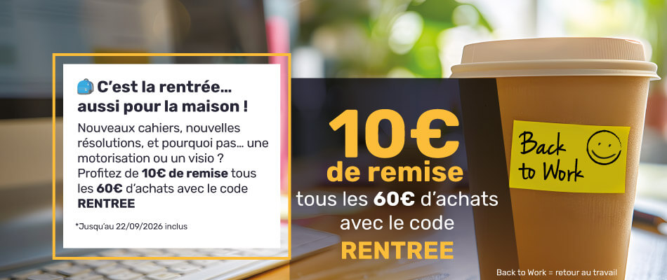 Rentrée : 10€ de remise tous les 60€ d'achats avec le code RENTREE