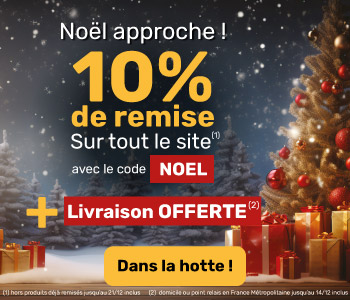10% de remise sur tout le site avec le code NOEL (hors produits déjà remisés) + livraison offerte