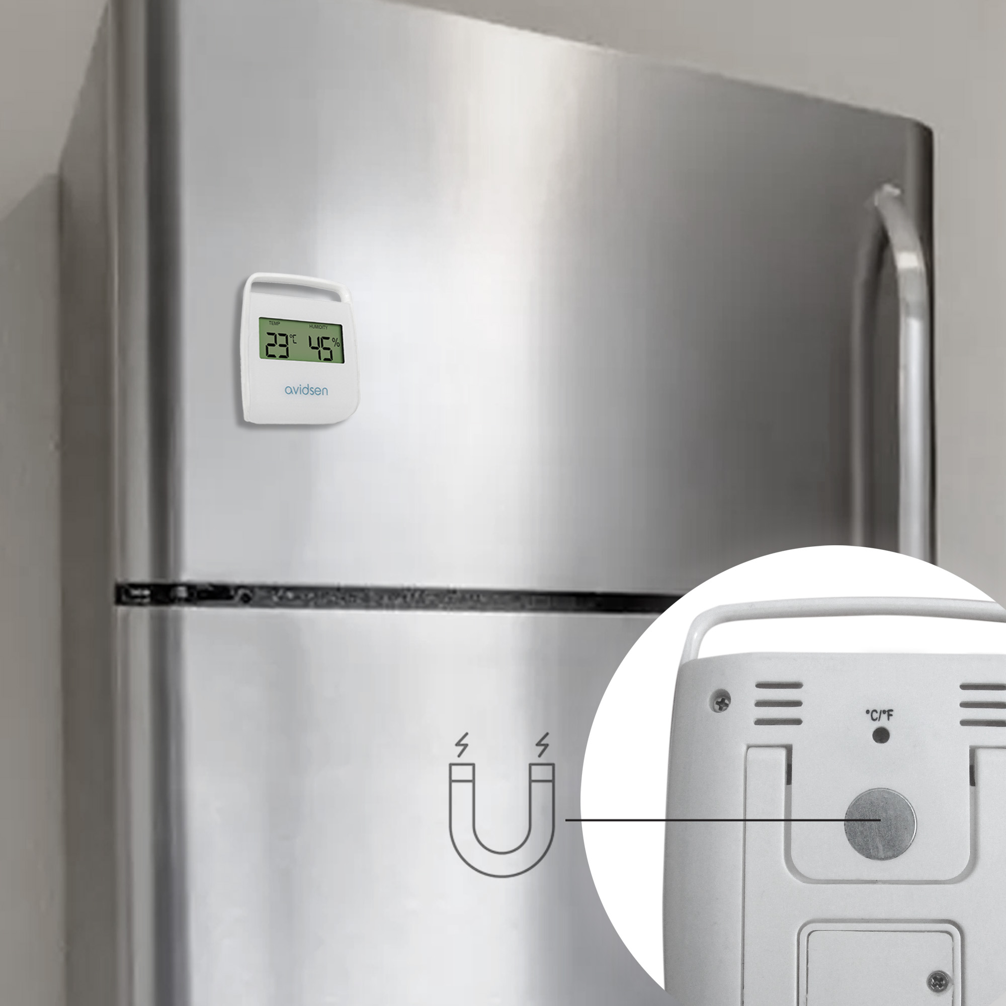 Fixation du thermomètre sur surface métallique