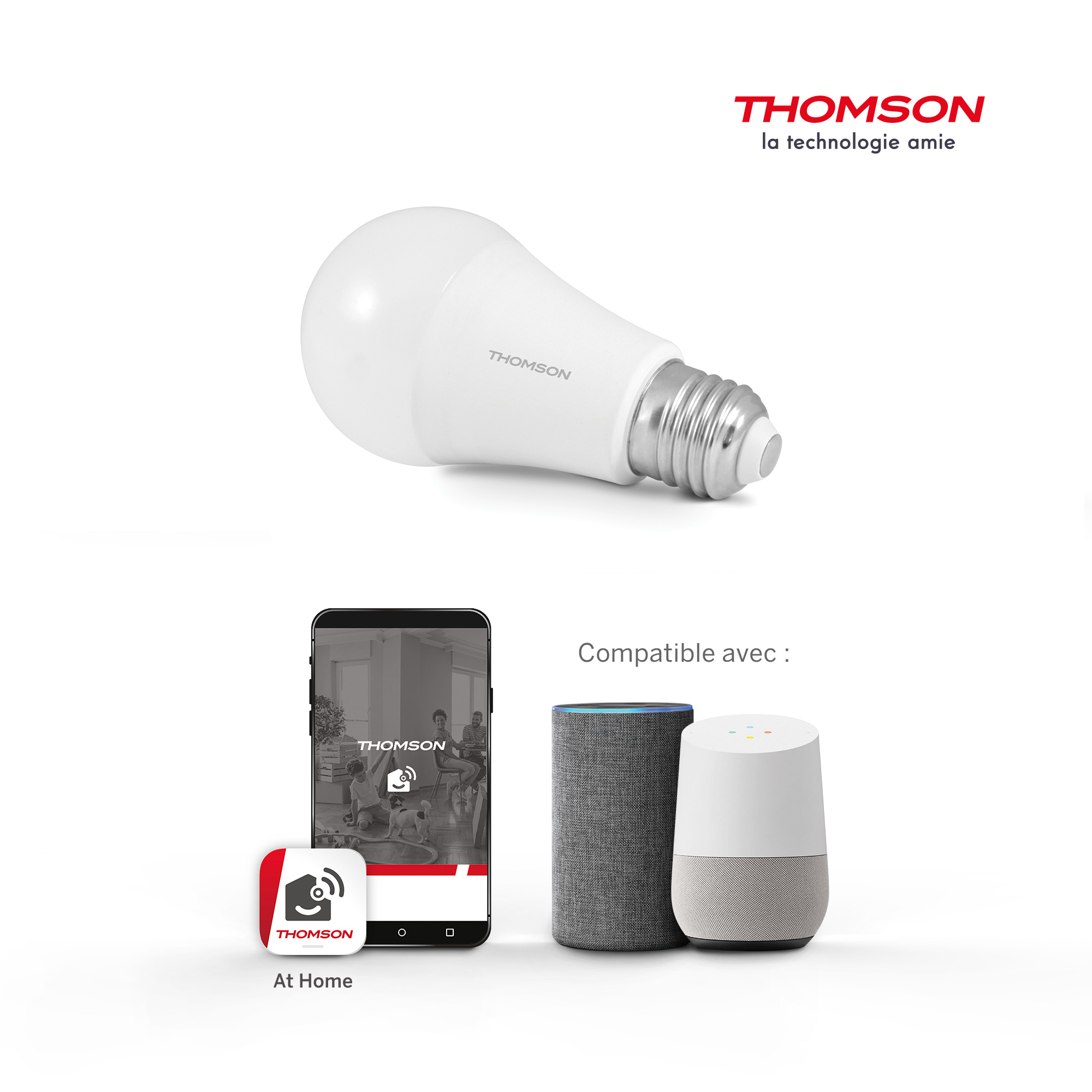 Ampoule Diane-Led connectée blanche et colorée 7 W - Thomson