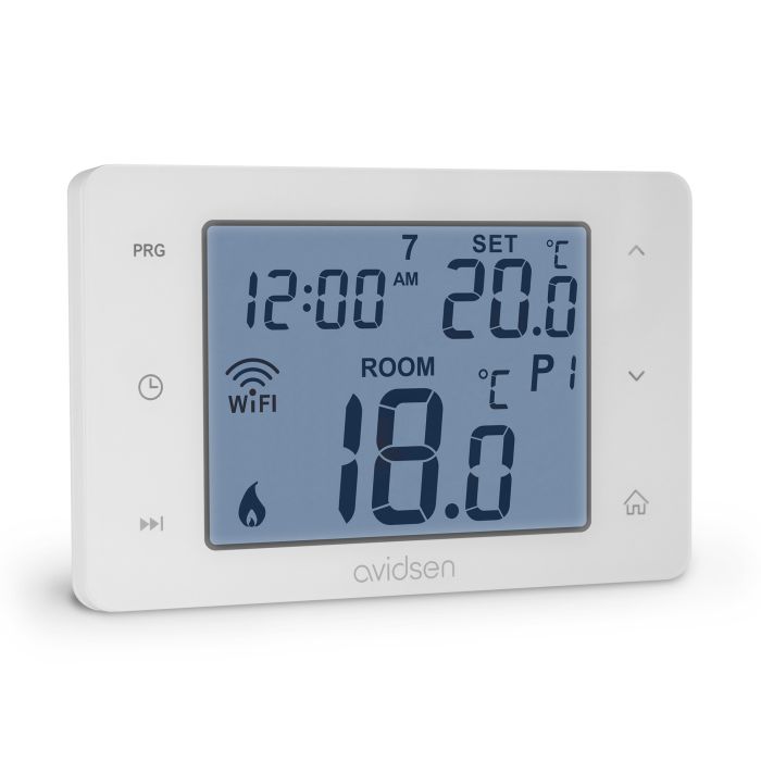Thermostat connecté pour chaudière vue de côté