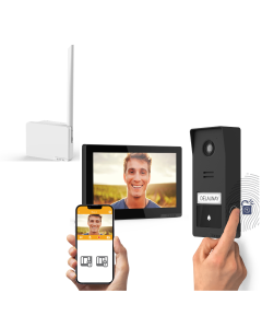 Pack visiophone Wave 3 sans fil, connect&eacute; et son r&eacute;p&eacute;teur de signal (port&eacute;e jusqu'&agrave; 700 m)