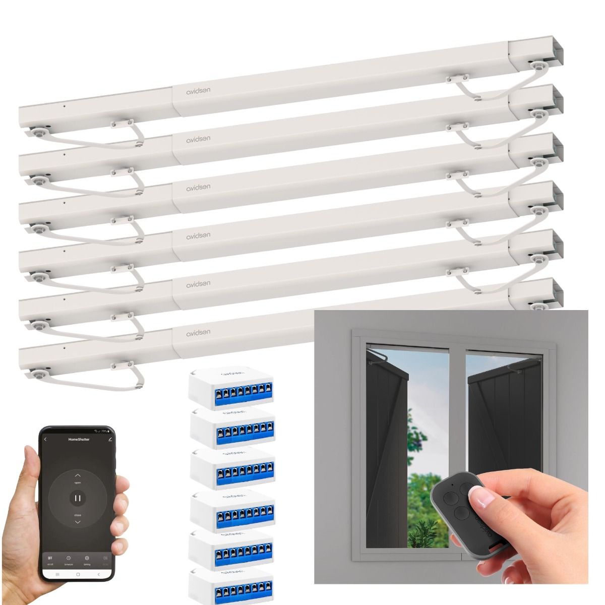 Lot de 6 motorisation connectée pour automatiser 2 fenêtres