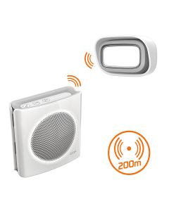 Carillon sans fil avec portée de 200m et 6 sonneries au choix - Extel diBi Flash Soft Blanc