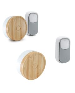 Lot de 2 Carillons écologique et 2 boutons sans fil sans pile Bamboo