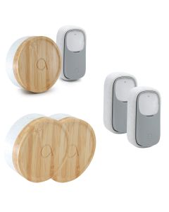 Lot de 3 Carillons écologique et 3 boutons sans fil sans pile Bamboo