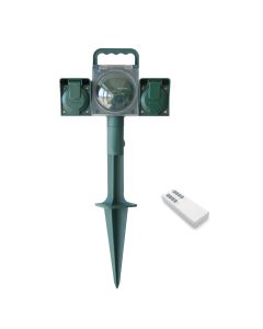 Piquet de jardin télécommandé éclairage extérieur 2 prises cordon 5 m. IP44 - Avidsen - 103186