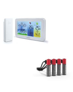 Station météo couleur format paysage rétroéclairé + 4 piles AAA / LR03 rechargeables