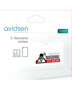 Lot de 3 stickers de dissuasion PVC à coller - Avidsen - 123408