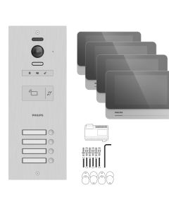 Visiophone collectif pour 4 appartements / bureaux - compatible Vigik - Philips WelcomeHive 2