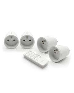 Kit 4 prises pilotables type E avec sa t&eacute;l&eacute;commande 433 MHz