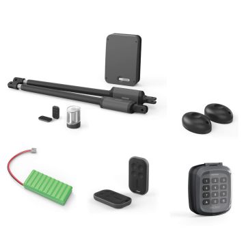 Kit Motorisation télescopique pour portail à battants - Styrka 310 + batterie de secours + digicode + photocellules + 2 télécommandes supp. 