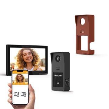 Kit visiophone filaire connecté Digital Connect + coque terracotta