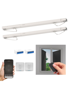 Lot de 2 motorisations connectées pour volet battant Avidsen Home Open W + 2 interrupteurs filaires 