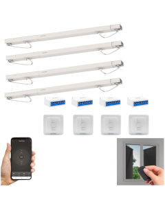 Lot de 4 motorisations connectées pour volet battant Avidsen Home Open W + 4 interrupteurs filaires 