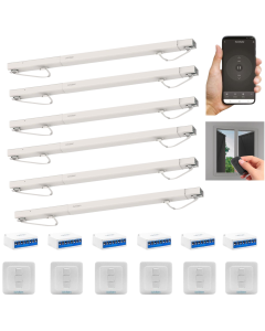 Lot de 6 motorisations connectées pour volet battant Avidsen Home Open W + 6 interrupteurs filaires 