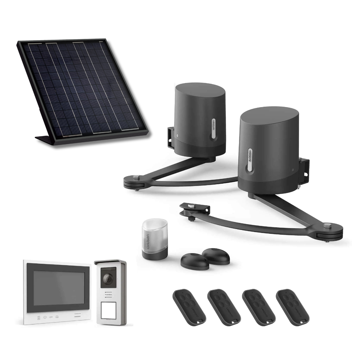 Un kit solaire pour portail battant 100% sans fil (entre la maison et le portail)