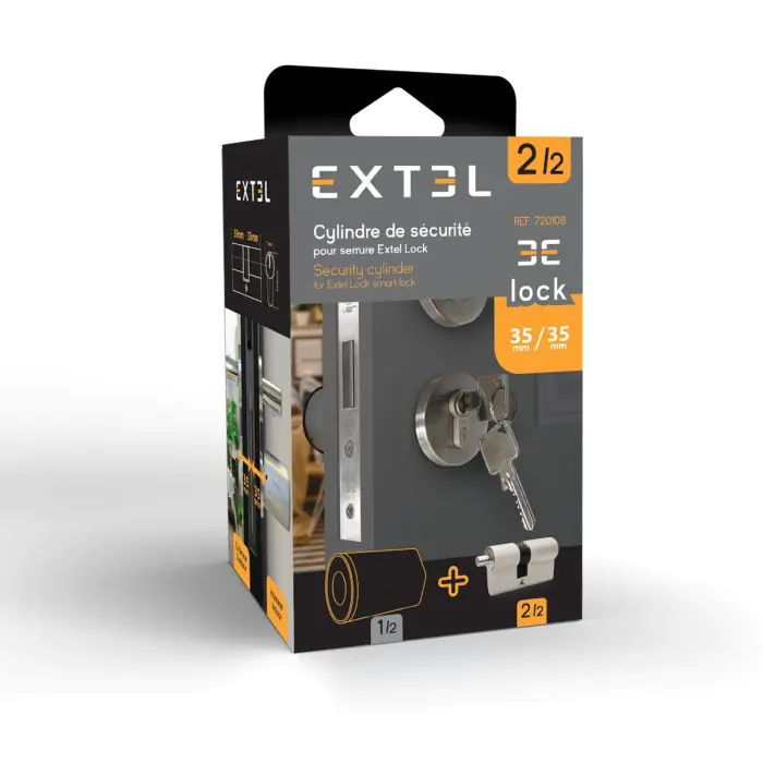 Kit Cylindre Serrure Porte ABUS K82 à Bouton + Spray D'entretien ToniTec - 35/65 Mm - Fermeture Différente