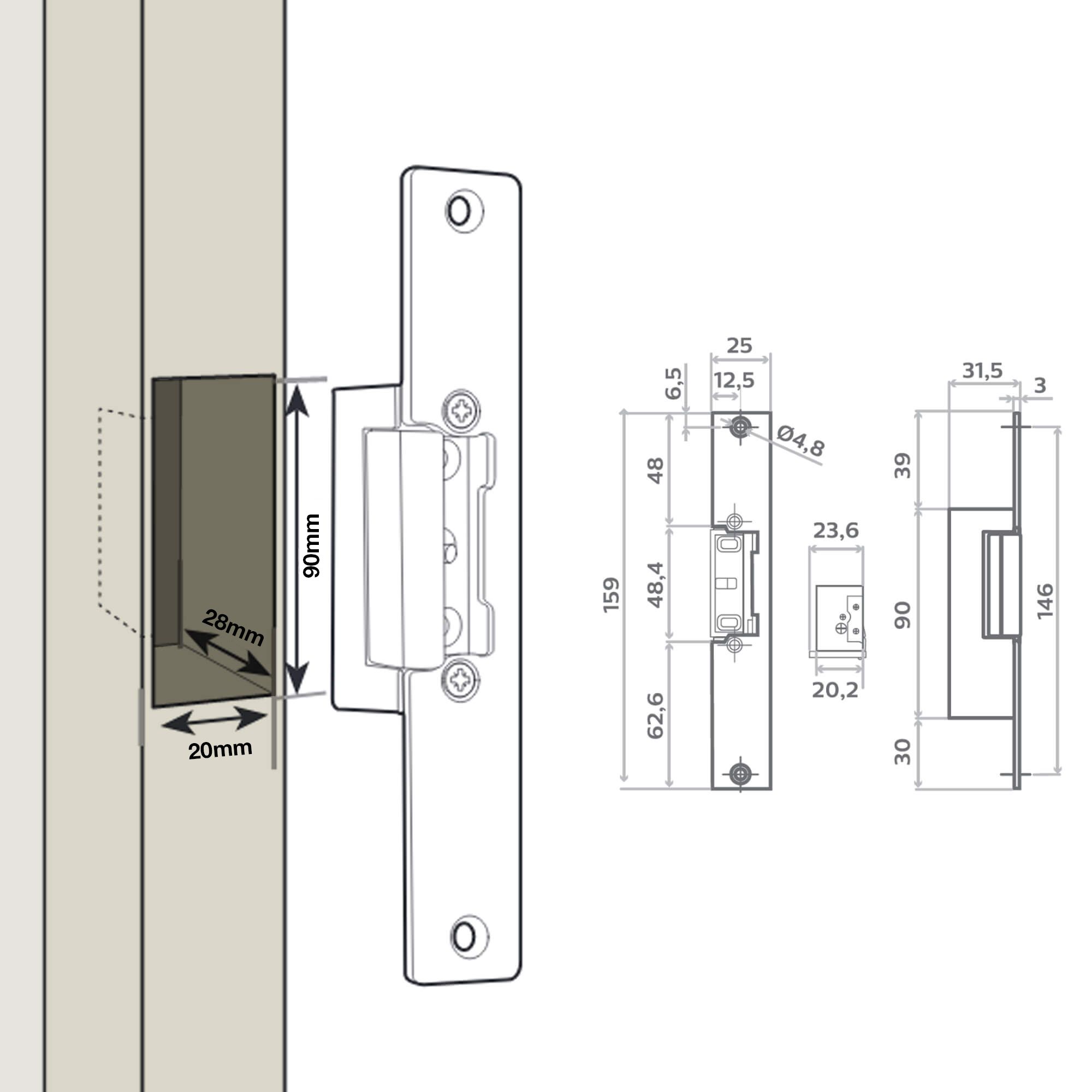 Une gâche qui s'adapte à la taille de la porte