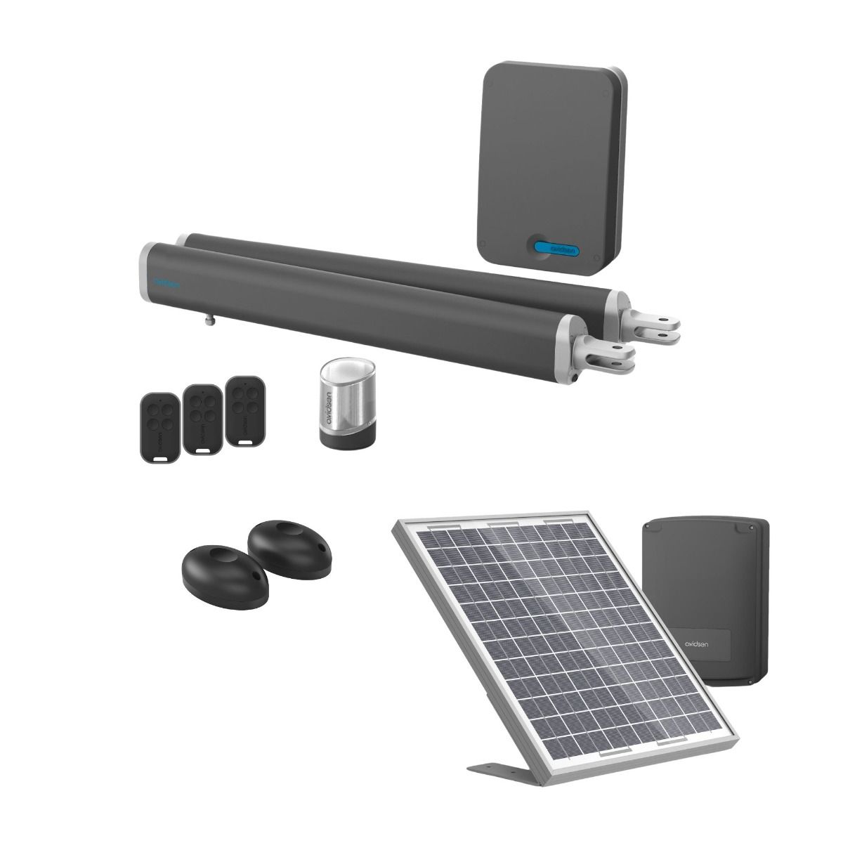 Un kit moteur solaire complet pour portail battant