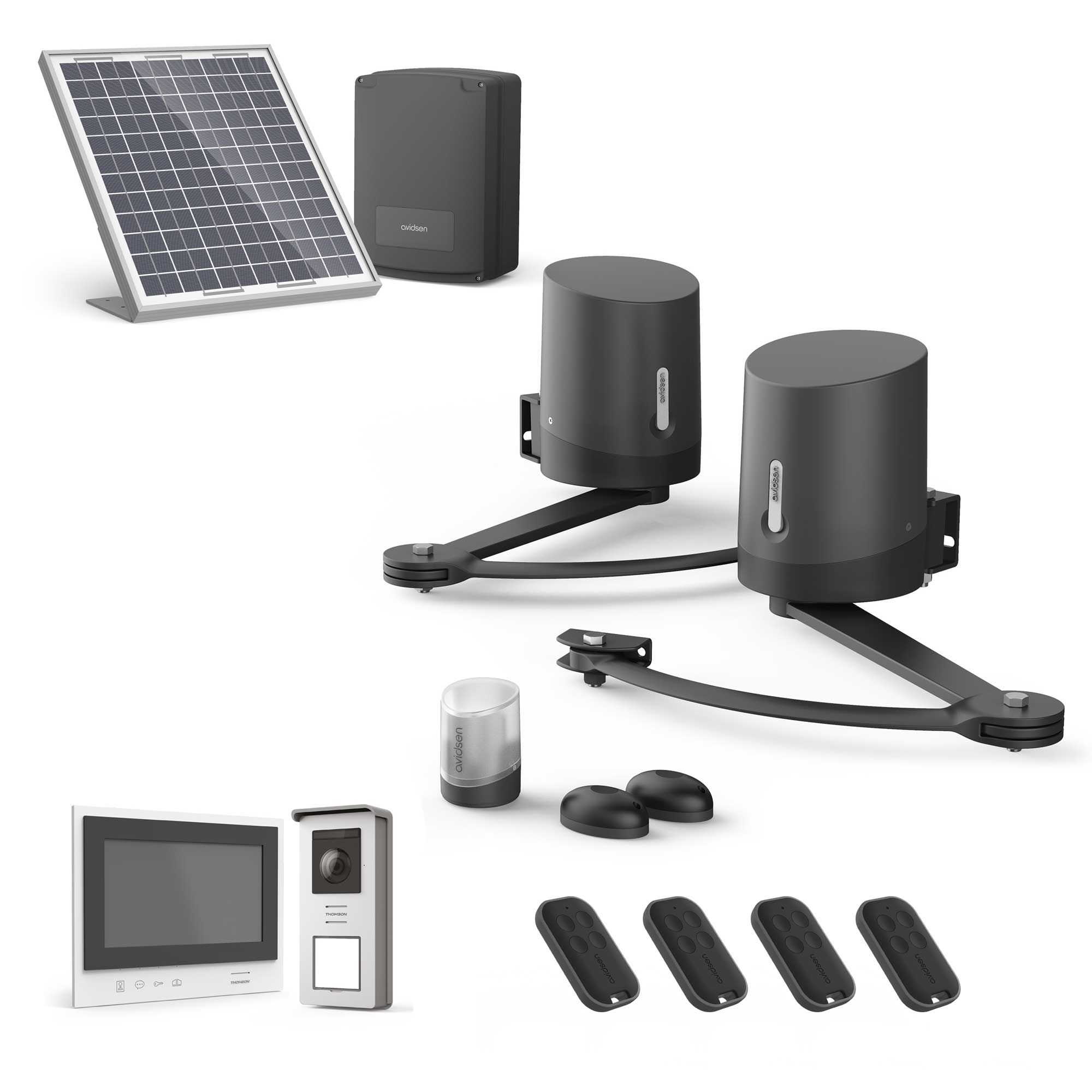 Un kit solaire pour portail battant 100% sans fil (entre la maison et le portail)