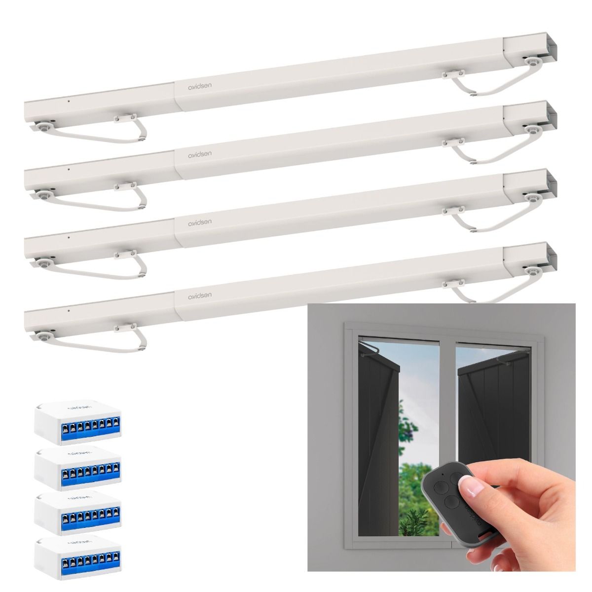 Lot de 4 motorisation connectée pour automatiser 2 fenêtres