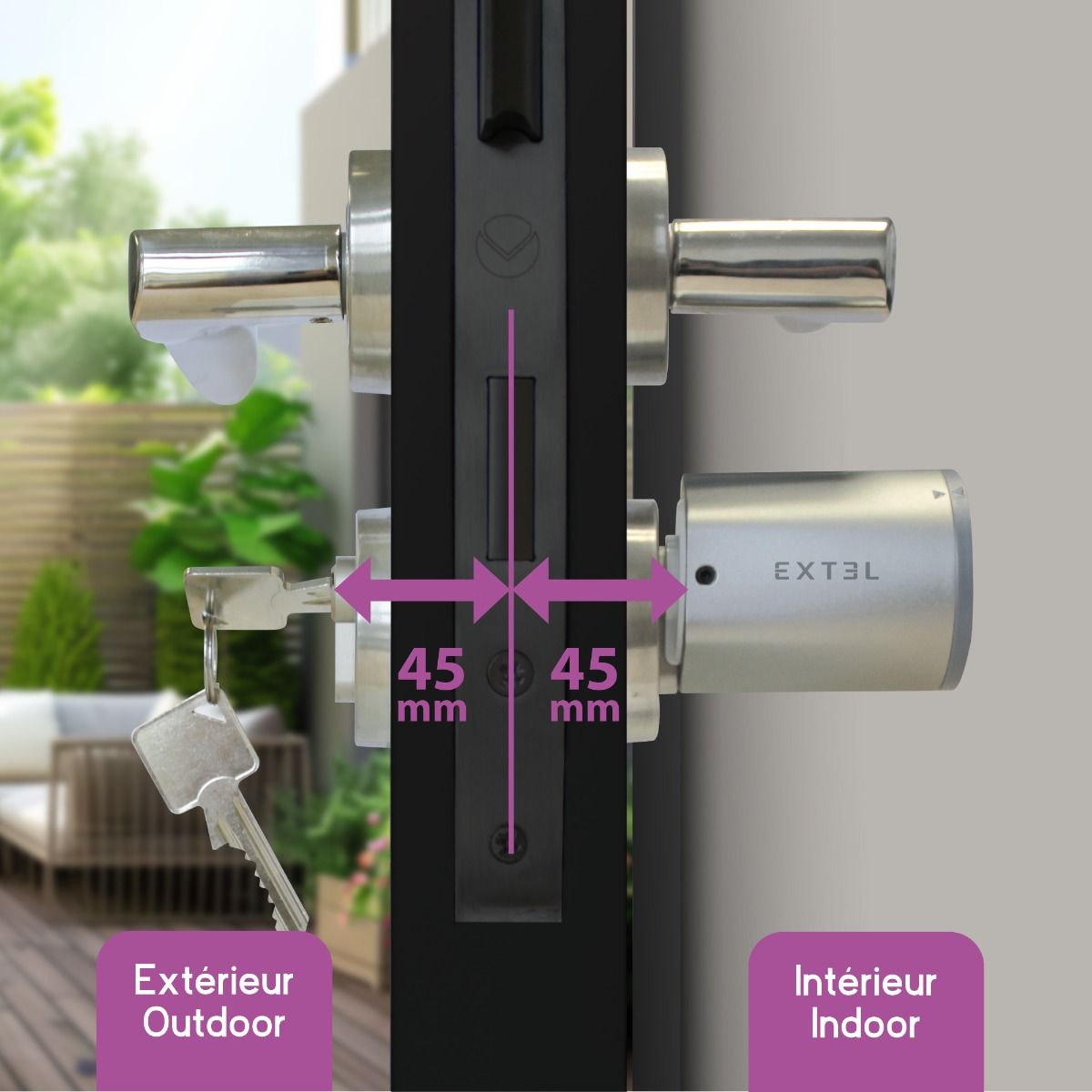 Cylindre 45/45 compatible avec la serrure connectée Extel Lock