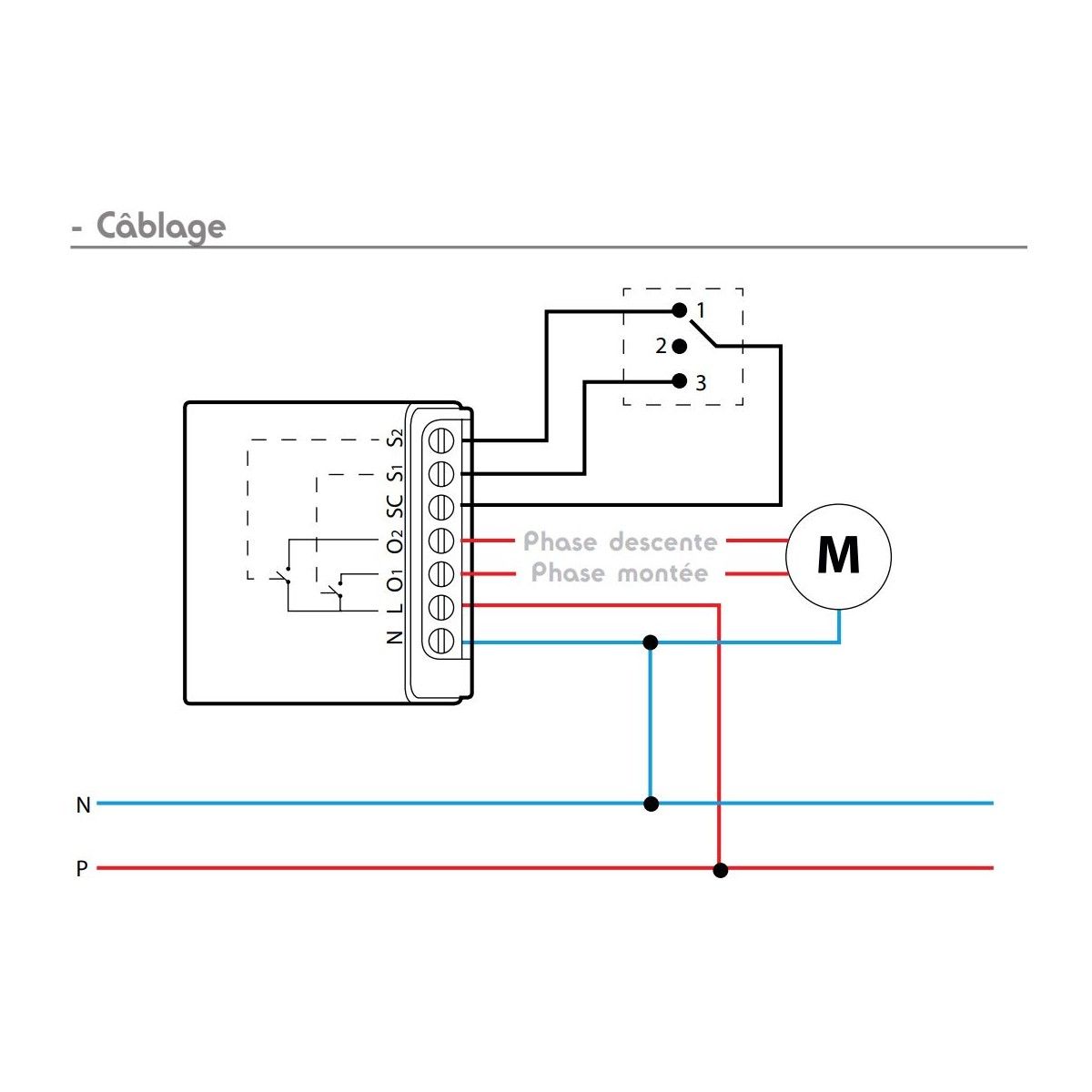 Plan de câblage du module enocean pour volet roulant