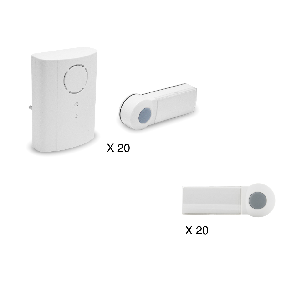 Pack de 20 carillons Flash Plug avec 2 boutons d'appel chacun