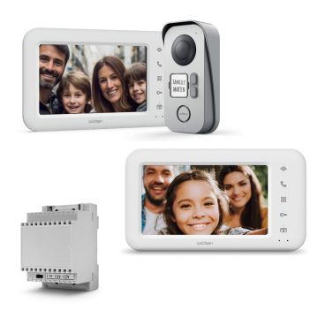 Kit Visiophone filaire 2 familles + écran supplémentaire + transformateur