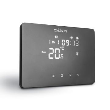 Thermostat connecté filaire noir pour chaudière et pompe à chaleur non réversible - Avidsen HomeTemp