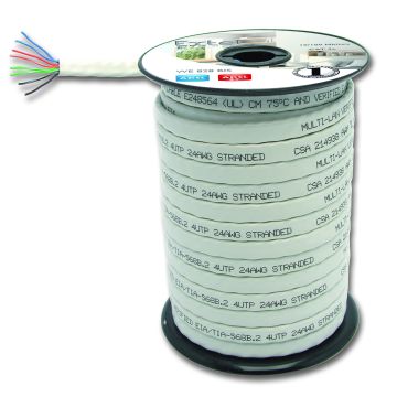 Câble réseau type Ethernet plat blanc 25 mètres spécial ADSL/ADSL2+ 4 paires - Extel - 408285