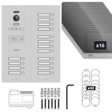 Visiophone collectif pour 16 appartements / bureaux - compatible Vigik - Philips WelcomeHive 2