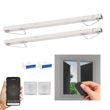 Lot de 2 motorisations connectées pour volet battant Avidsen Home Open W + 2 interrupteurs filaires 